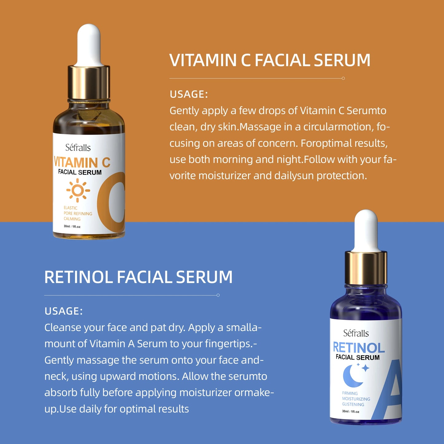 Séfralls RETINOL & VITAMIN C Serum 2PCS Set for All Skin Types