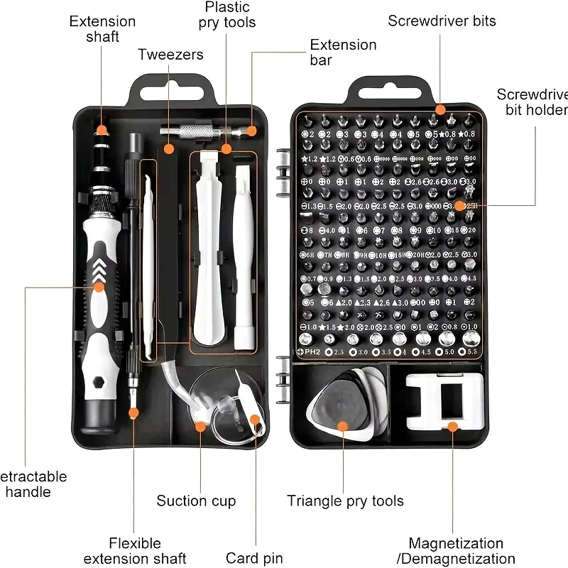 JCD Precision Screwdriver 115 in 1 Set Multifunctional Professional Repair Tool with 98 Pieces Magnetic