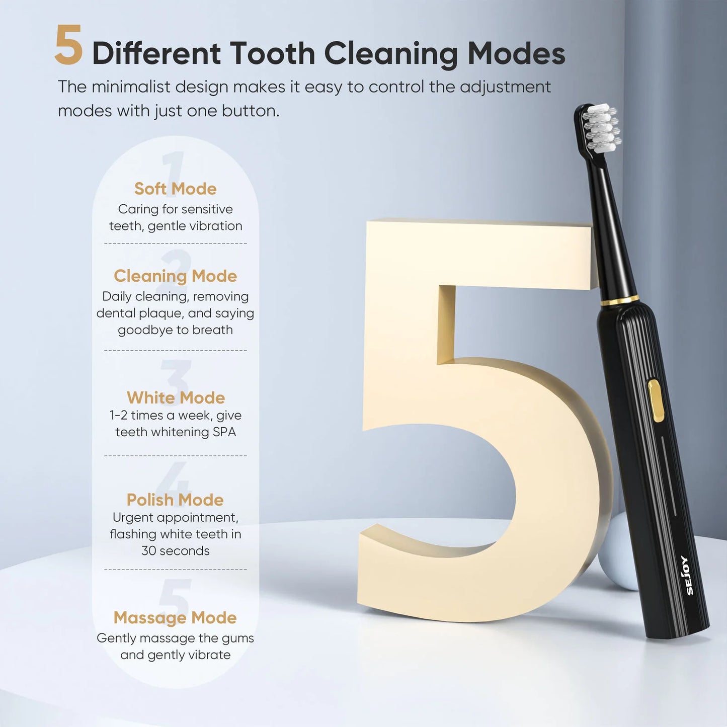 Sejoy Electric Toothbrush with 12 Brush Heads