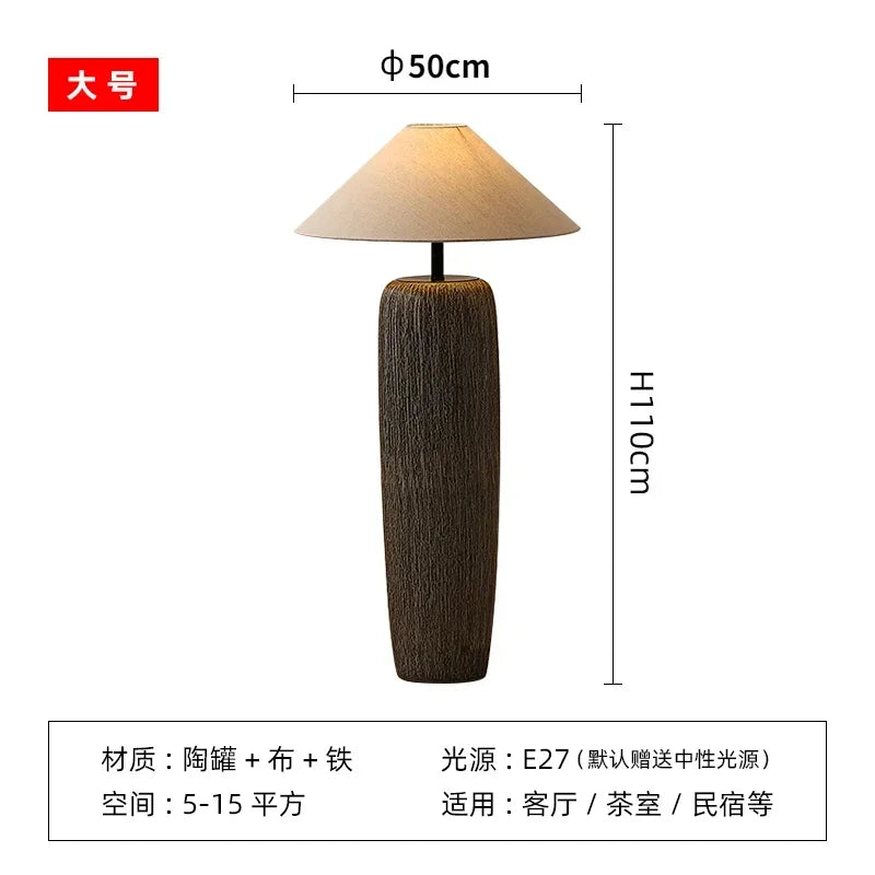 Ceramic Lamp Wabi Sabi Style Vintage Japanese Floor Lamp for Living Room Corner Sofa Lounge Standing Light Decoration