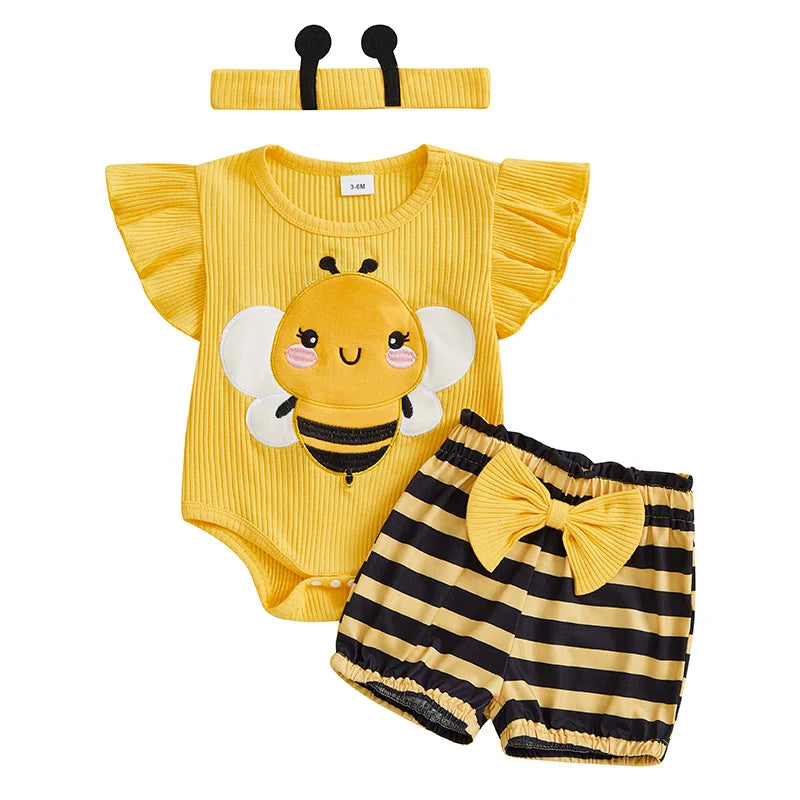 Toddler Girl Floral Print Sleeveless Romper Ruffle Shorts Set