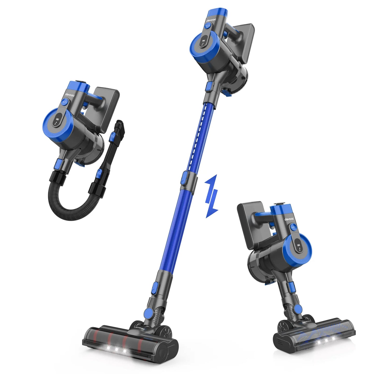 Devoac V90 Cordless Vacuum Cleaner 6 in 1 Ultra Light Stick Vacuum 365W Motor 28KPa Handheld for Hard Floor and Carpet Pet Hair