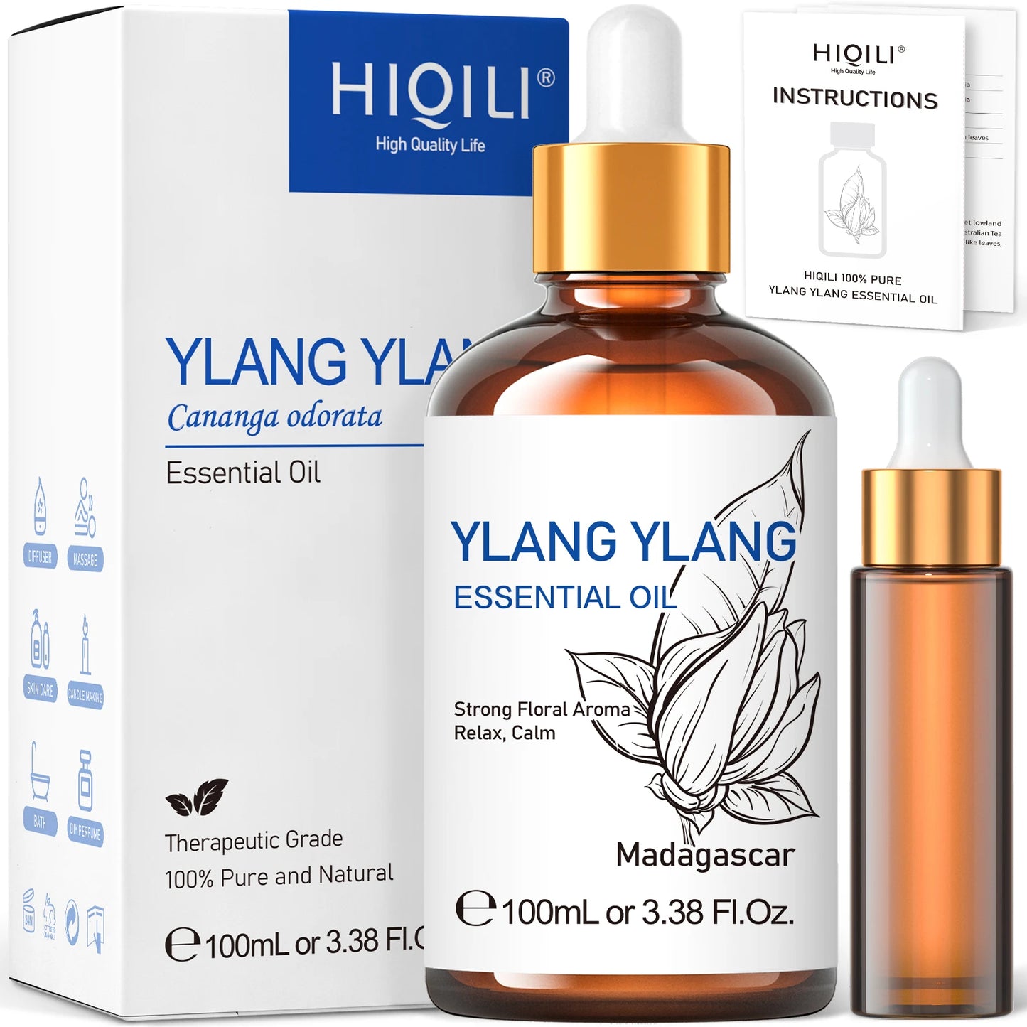 HIQILI 100ML Ylang Ylang Essential Oils for Aromatherapy