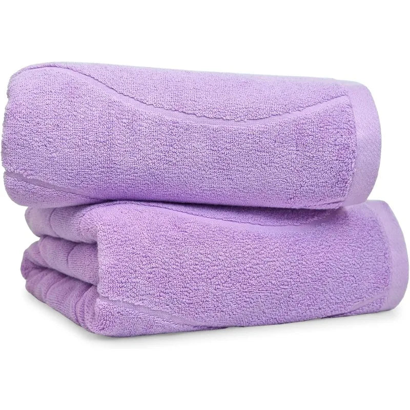 100 Percent Cotton Bath Towels Set of 2 in Forest Green Wavy Striped Jacquard 27.5 Inch x 55 Inch Quick Dry Towel for Bathroom Pool Gym Swim