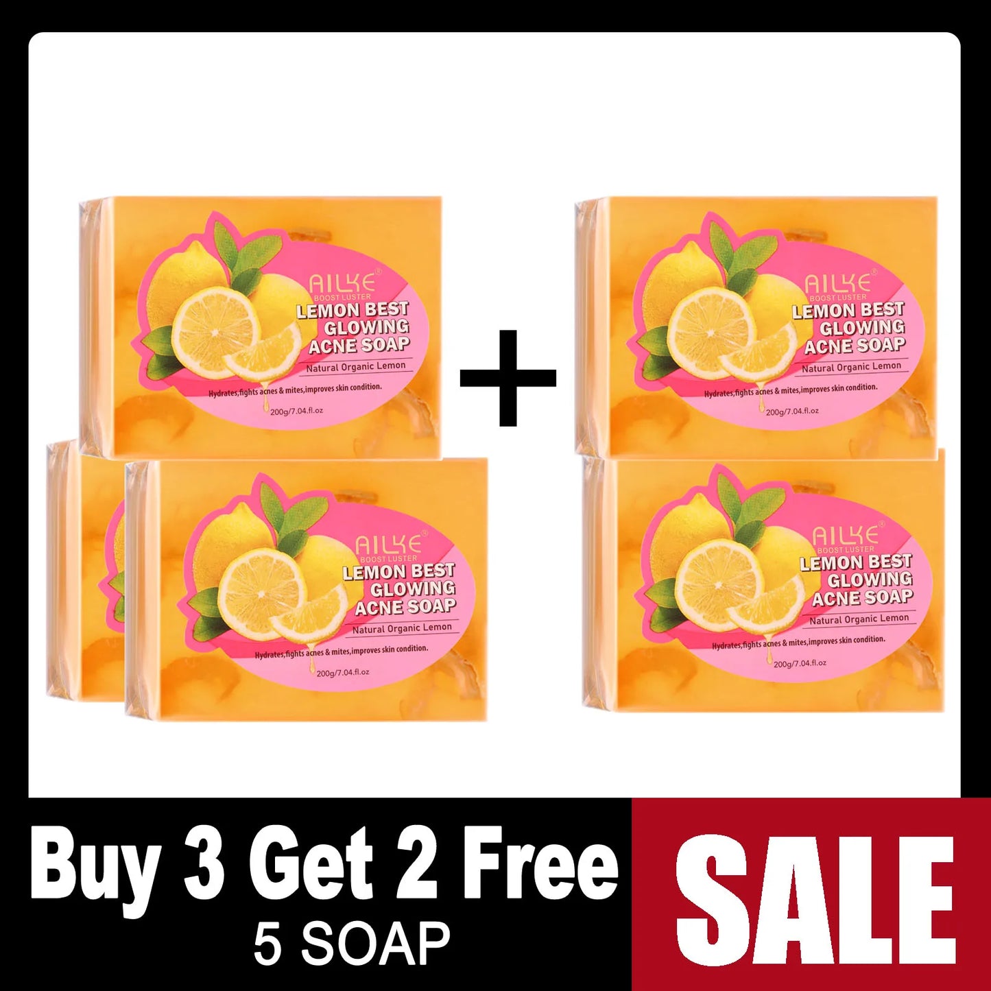 AILKE Organic Lemon Soap Whitening Bar for Clean Skin