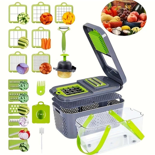 22 Piece Sets Multifunctional Manual Chopper Kitchen Cutter