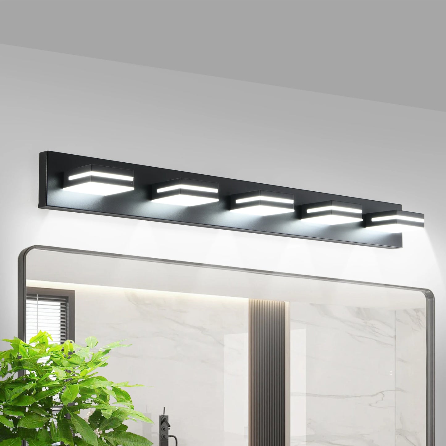 5 Light LED Cool White Vanity Light Wall Sconce for Bathroom and Mirror Sleek Minimalist Design Energy Efficient Easy to Install