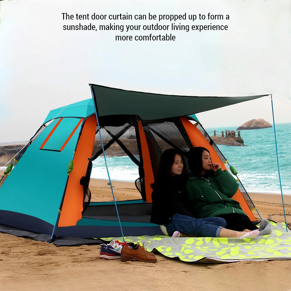 Portable Outdoor Folding Tent Fully Automatic Quick Opening Tent for 3 to 4 Person Camping Rain Proof Sun Proof