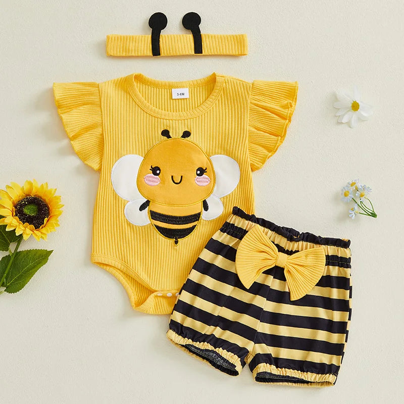 Toddler Girl Floral Print Sleeveless Romper Ruffle Shorts Set