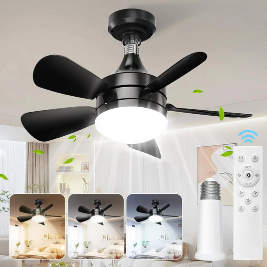 Socket Fan Light With Remote, Screw Ceiling Fans