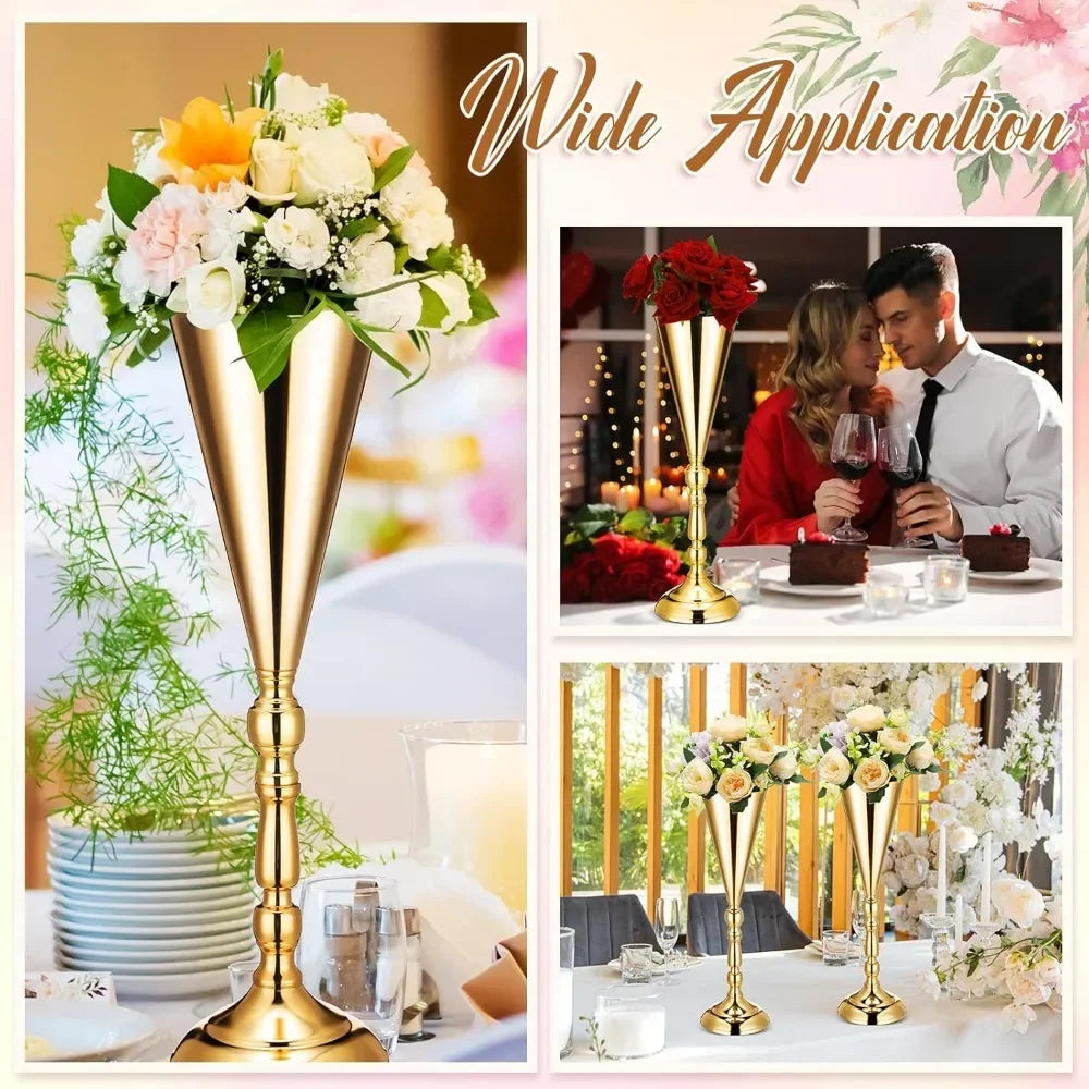 20 Pcs 16.5 Inches Tall Gold Vase Centerpiece Tabletop