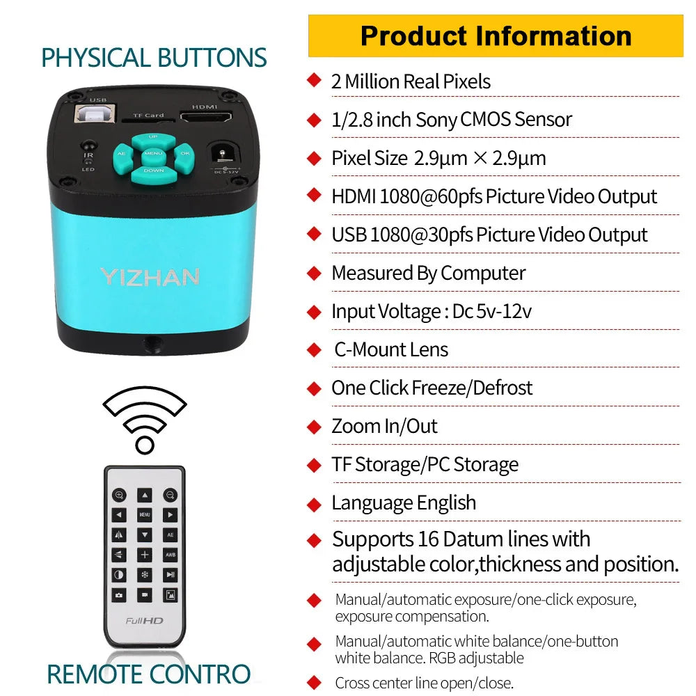150X Zoom Lens Electronic Digital Microscope 4K 48MP Soldering Camera HDMI USB IMX327 Microscope Tools Ring Light Stand Repair