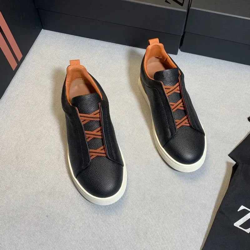 2025 Luxury Mens Casual Shoes Triple Stitch Suede Leather Sneakers