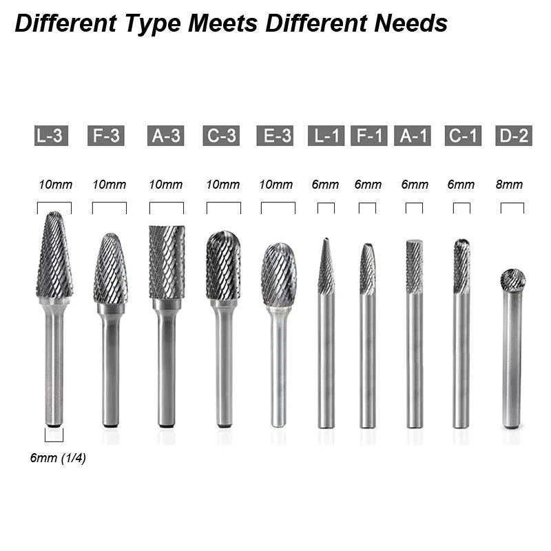 Tungsten Carbide Burrs Set Die Grinder Bit Mill Double Cut