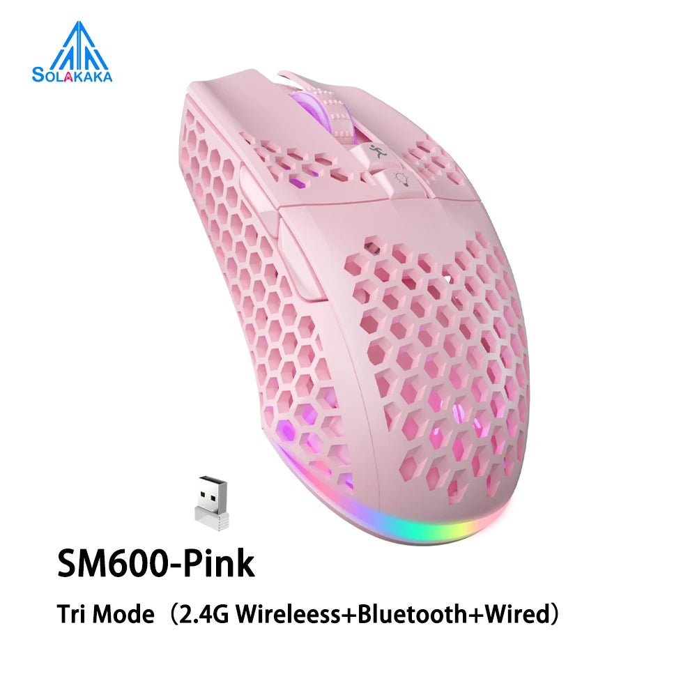 SM600 3-Mode Connection Wireless Gaming Mouse Ergonomic Design Rechargeable Mice Macro Software Zero Latency