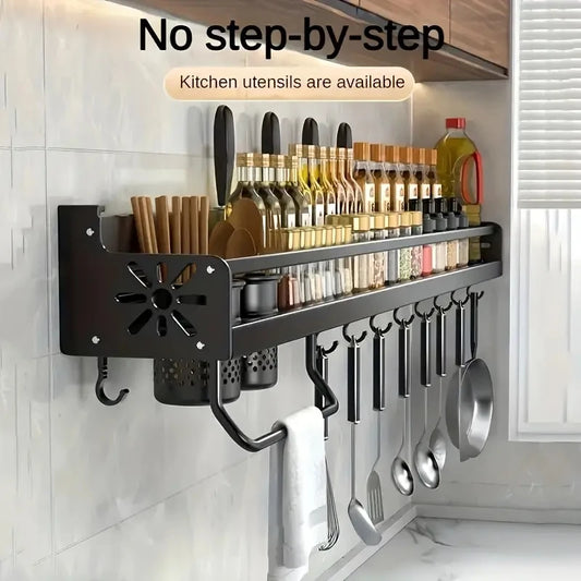 Kitchen Spice Knife Holder Storage Rack Wall Mounted Shelf
