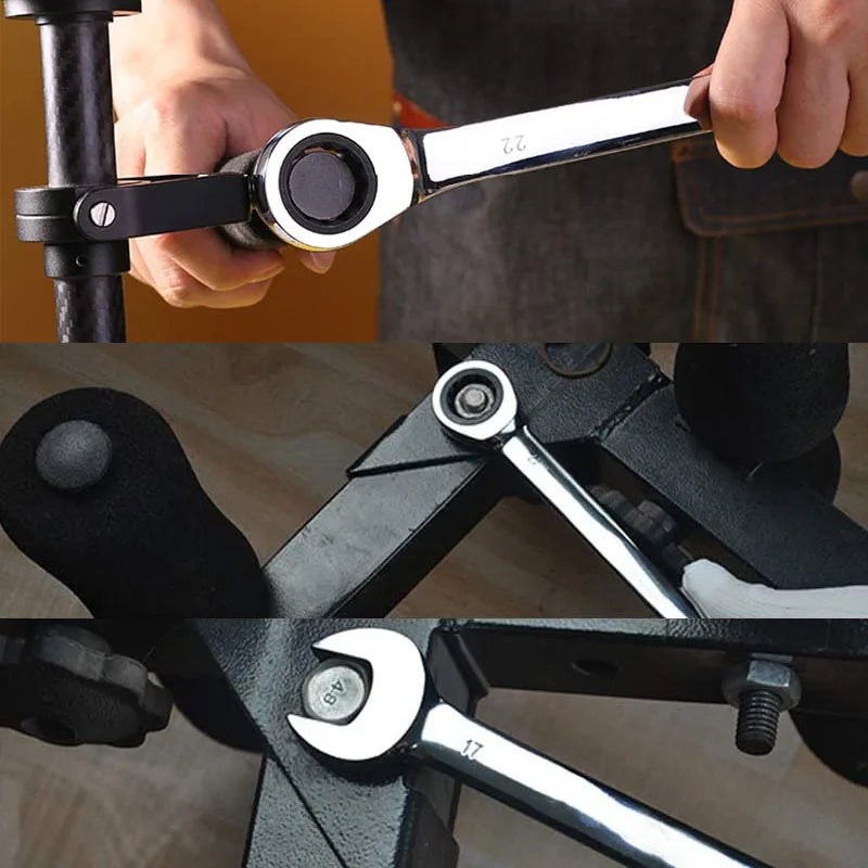 Ratcheting Wrench Set Metric and Standard 12 Point Box End Combination Spanner Gear Wrench Garage Tool Set CR-V Full Polished