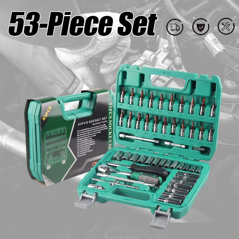 Lyuwo Professional Motorcycle Repair Tools 53 Piece Ratchet Wrench and Stainless Steel Set