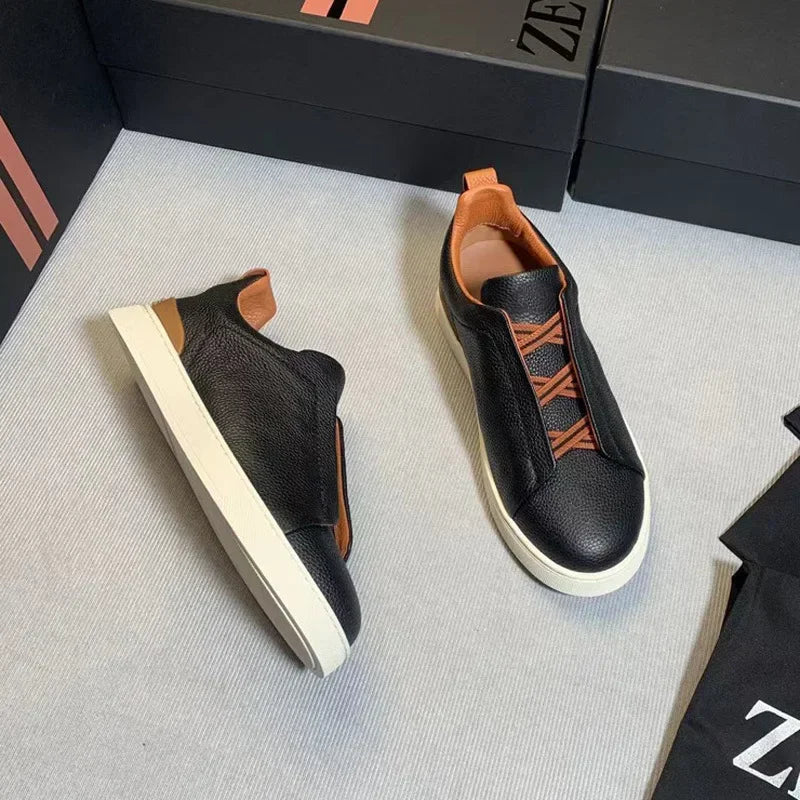2025 Luxury Mens Casual Shoes Triple Stitch Suede Leather Sneakers