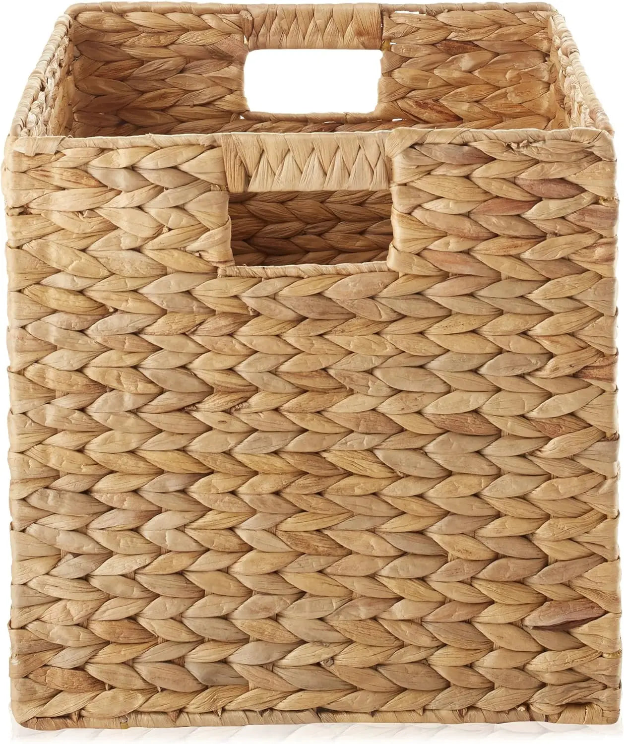 12 Inch x 12 Inch Water Hyacinth Storage Baskets Natural Set of 6 Collapsible Cube Organizers Woven Bins for Bathroom Bedroom Laundry