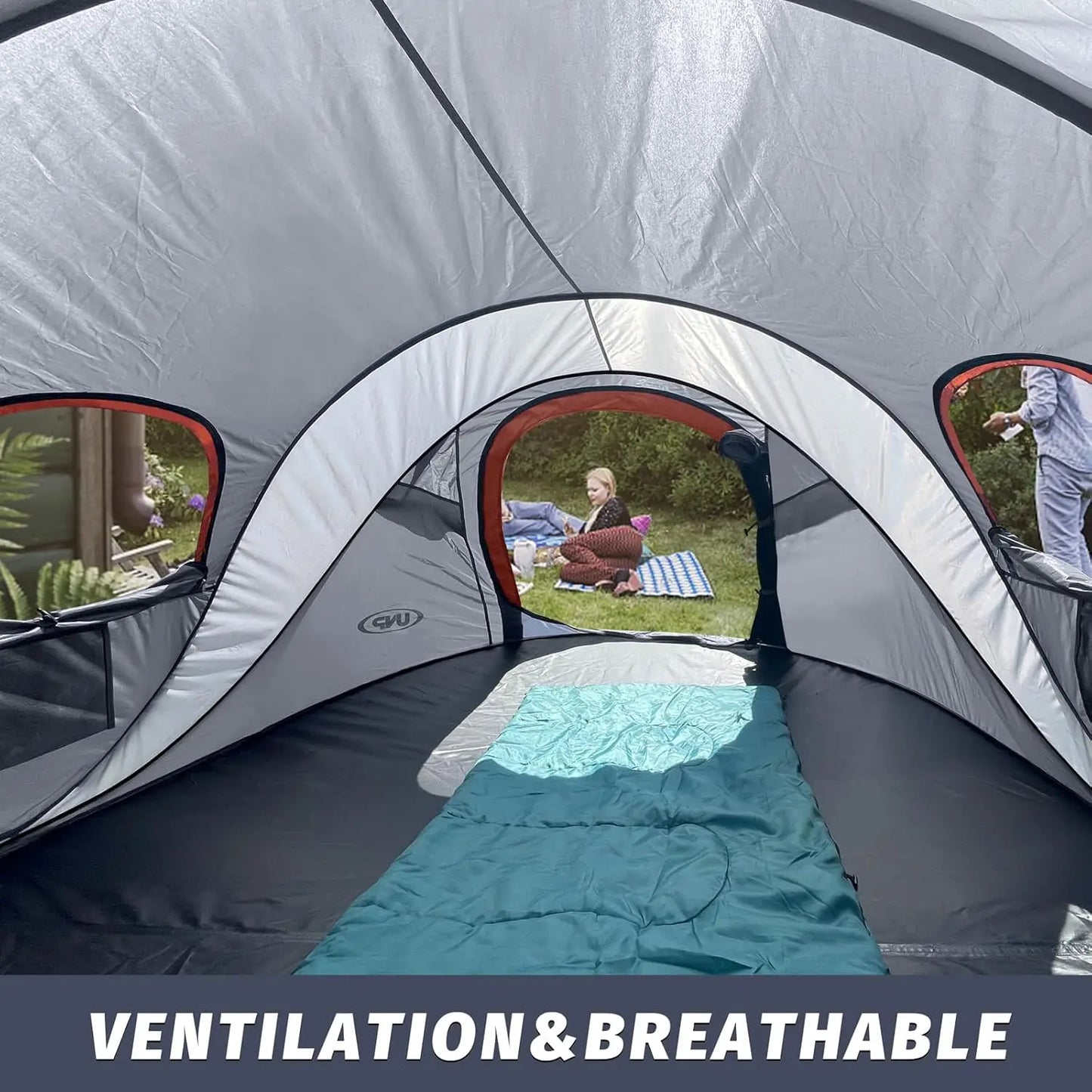 Pop Up Tent for 3 Persons Instant Portable Beach Tent Easy Setup Shade Tent with 2 Doors for Camping and Hiking