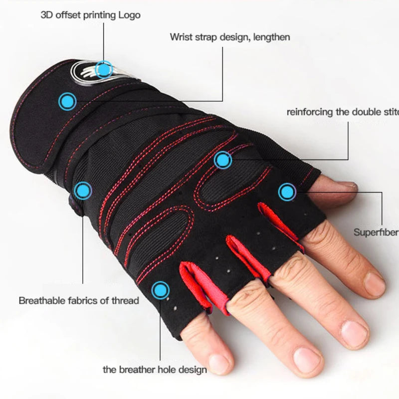 Fitness Half Finger Gloves for Men and Women with Wrist Guard for Sports Dumbbell Riding and Non Slip Horizontal Bar Exercise Training