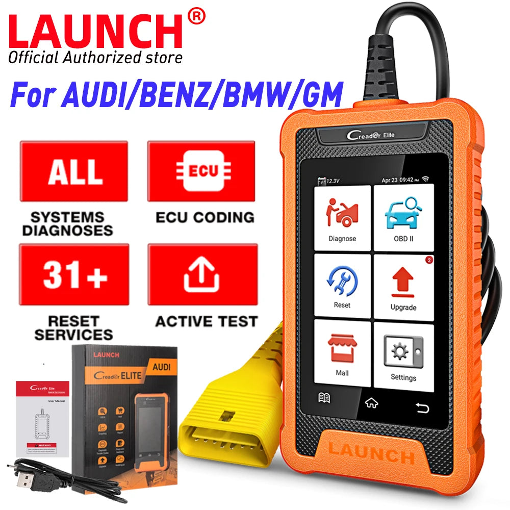 Lifetime Free Update Launch X431 Elite Car Diagnostic Tool Full System Scanner ECU Coding 31 Reset Service for Audi Benz BMW GM