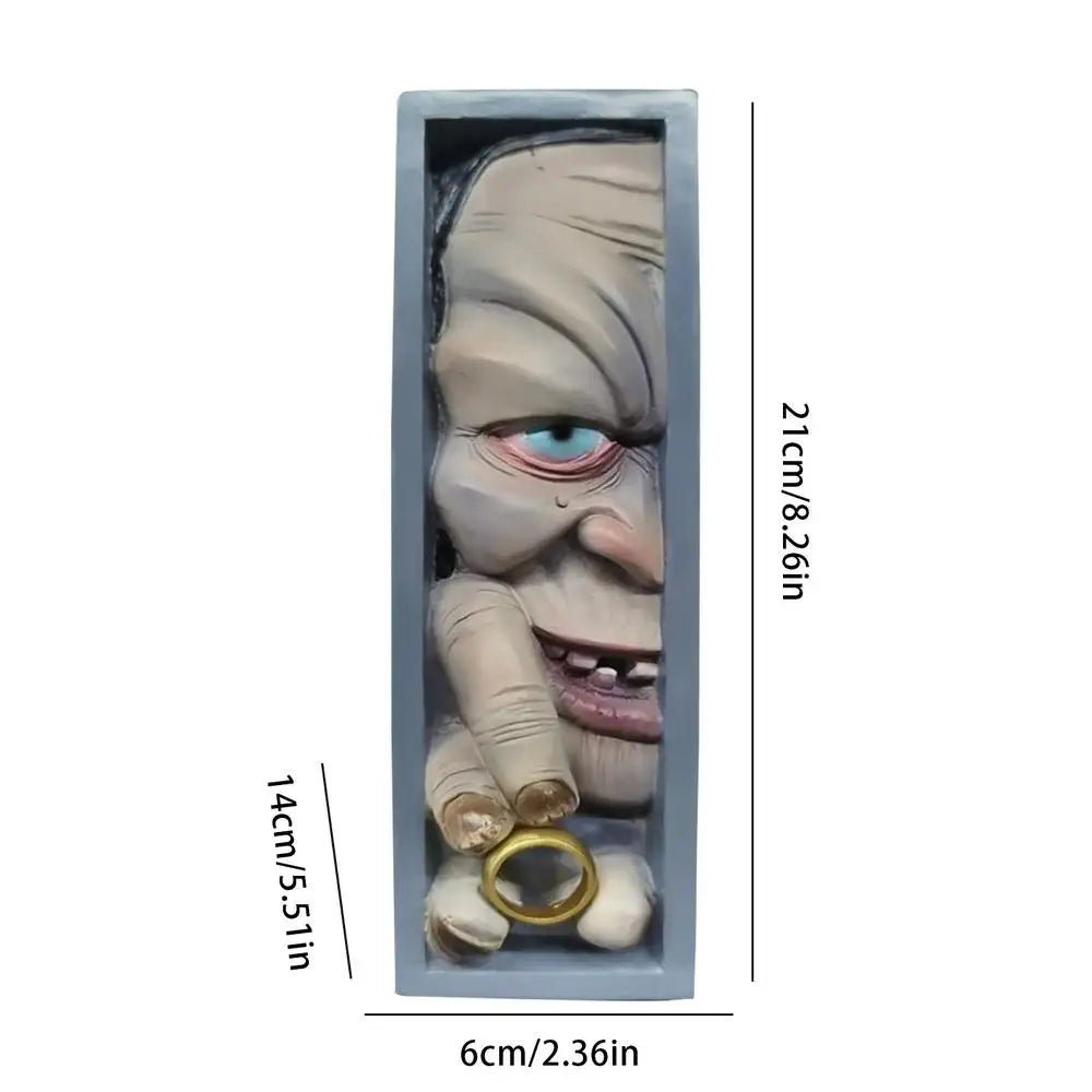 Horror Peeping On The Bookshelf Halloween Human Face Resin Bookends